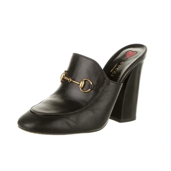 Gucci Black Leather Mules with Gold Bit Detail Gucci Betis Leather Mules | Saks Fifth Avenue main image 2